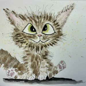 Aquarelle Chat Brun